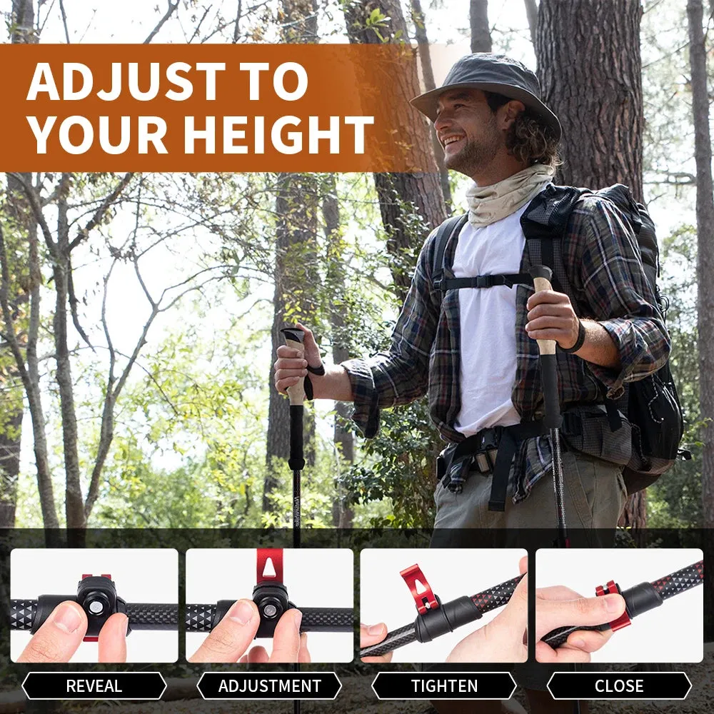 Lightweight Carbon Fiber Trekking Poles – 2PCS Collapsible Telescopic Hiking Sticks for Walking, Climbing & Backpacking