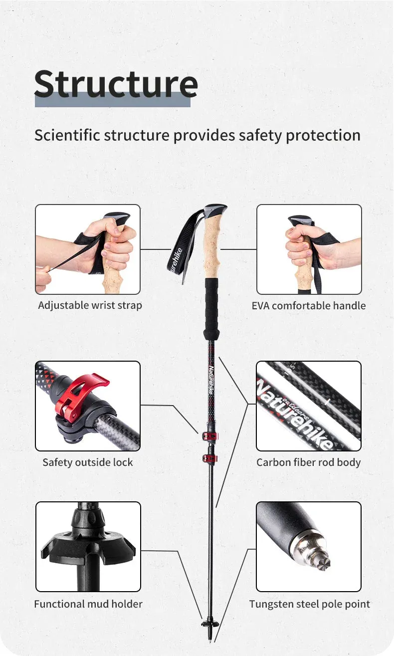 Lightweight Carbon Fiber Trekking Poles – 2PCS Collapsible Telescopic Hiking Sticks for Walking, Climbing & Backpacking