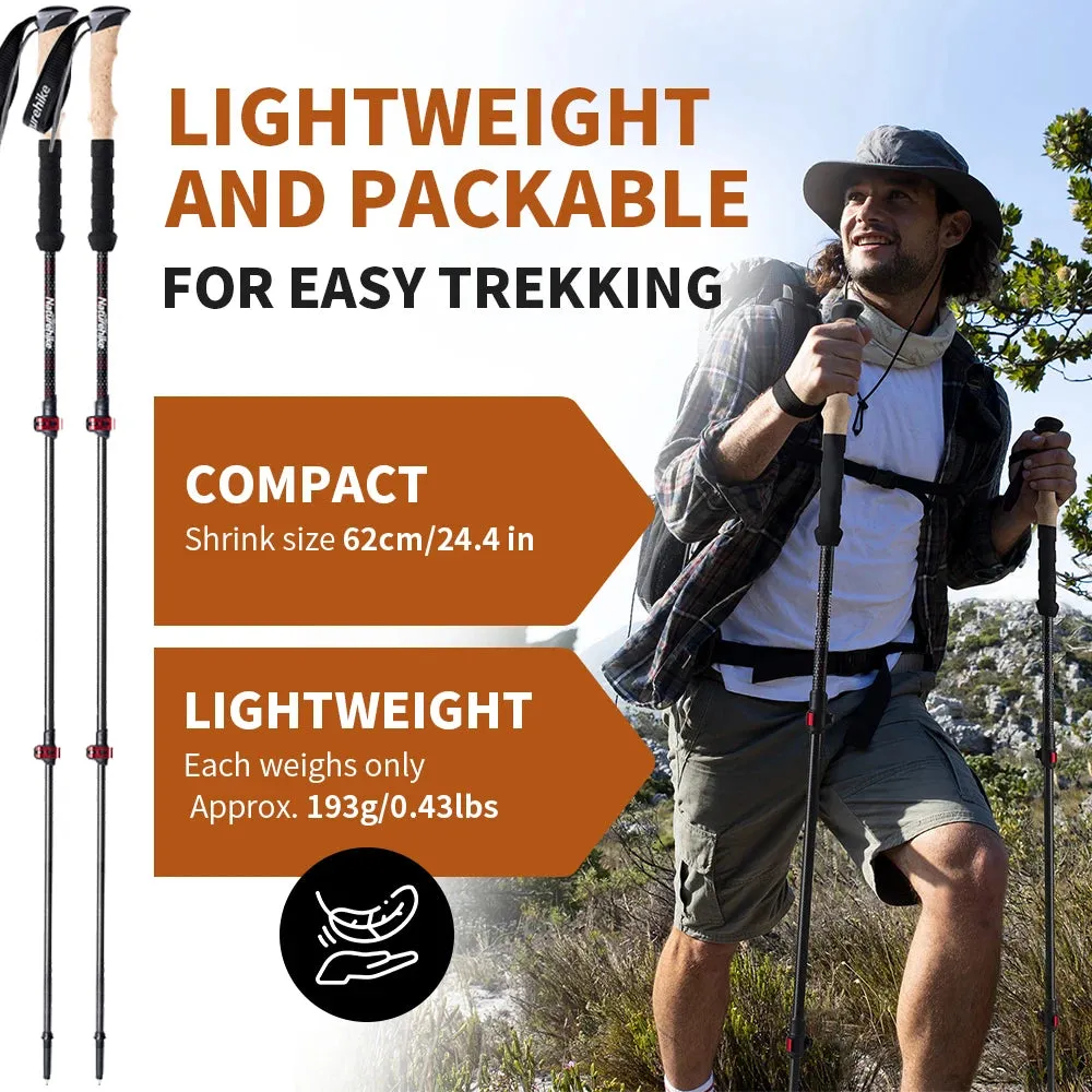 Lightweight Carbon Fiber Trekking Poles – 2PCS Collapsible Telescopic Hiking Sticks for Walking, Climbing & Backpacking