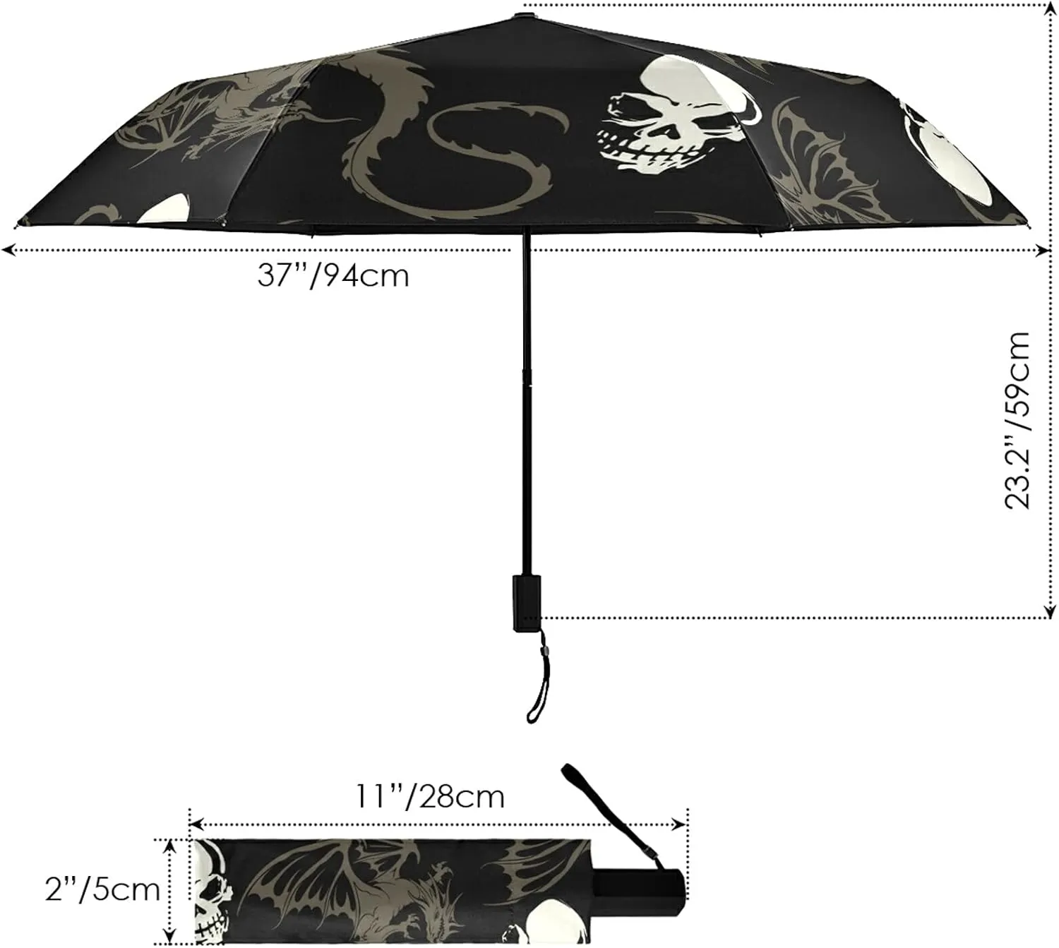 Lightweight Folding Umbrella, Portable Sun Travel Parasol, Compact Anti-UV Strong Rain Umbrella