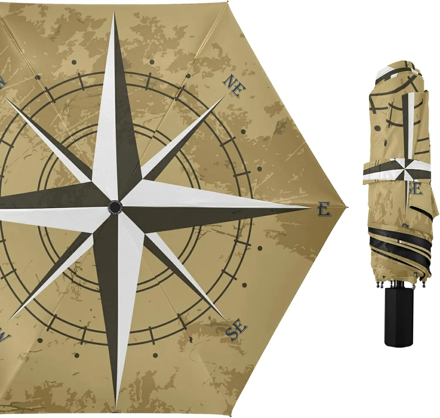 Lightweight Folding Umbrella, Portable Sun Travel Parasol, Compact Anti-UV Strong Rain Umbrella
