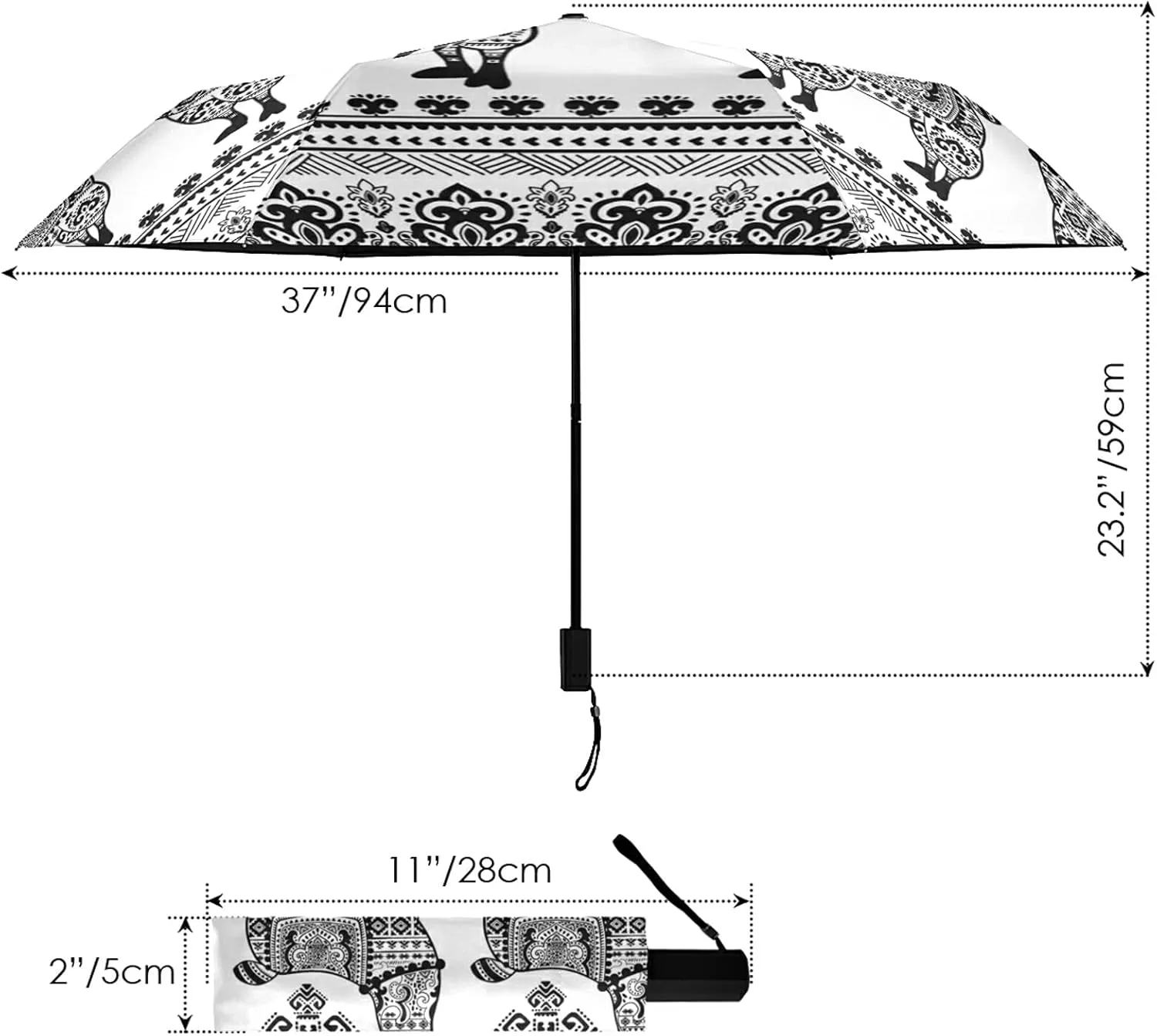 Lightweight Folding Umbrella, Portable Sun Travel Parasol, Compact Anti-UV Strong Rain Umbrella