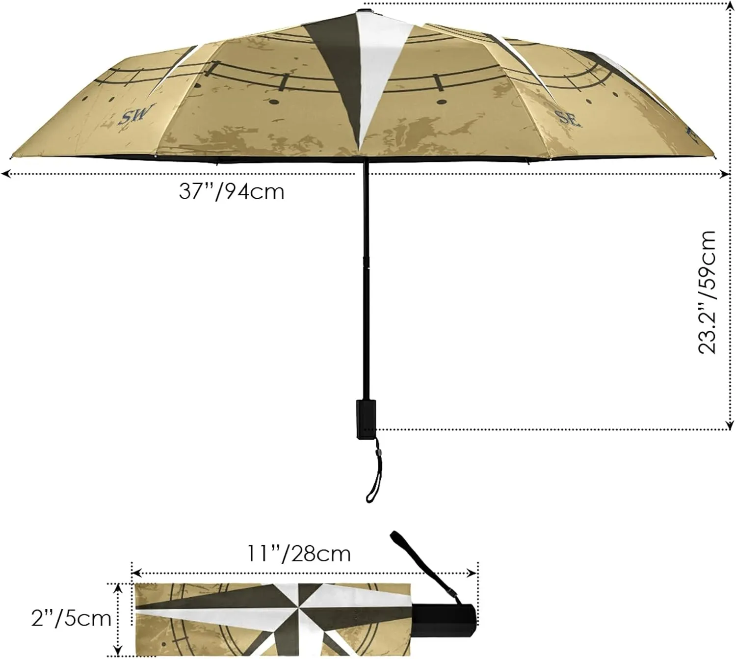 Lightweight Folding Umbrella, Portable Sun Travel Parasol, Compact Anti-UV Strong Rain Umbrella