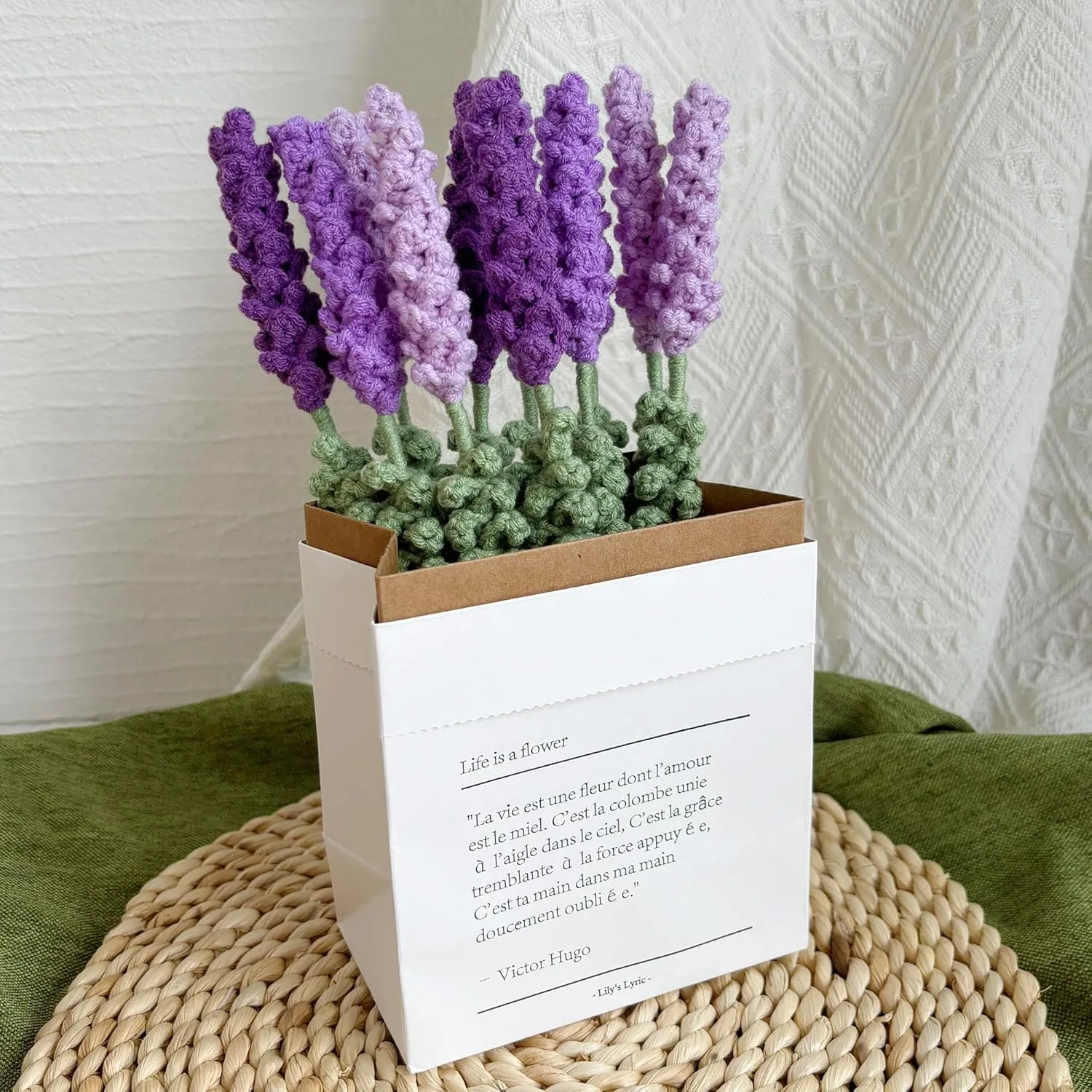 Lily's Lyric Flower Crochet Kit | Lavender Flower with Paper Bag| Step-by-Step Video Tutorial for Adults Teenagers | Craft Gift Idea DIY Home Decoration Purple