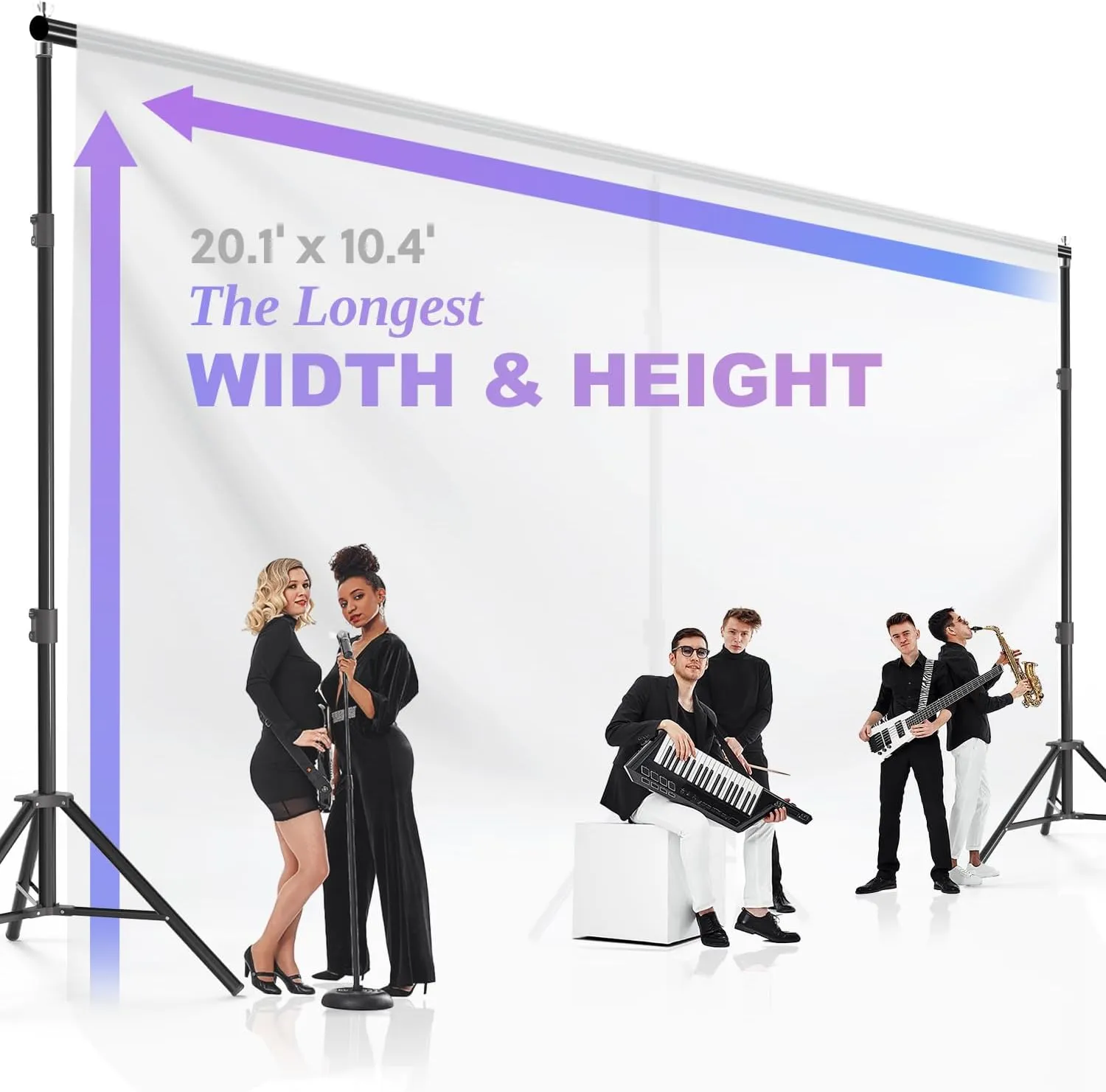 LimoStudio (Super Heavy Duty) 20.1 ft. Wide x 10.4 ft. Tall Backdrop Stand, Upgraded Model 1.45" Thick Pole, Super Structure Heavier & Stronger, No Wobble Background Support System Kit, AGG2280