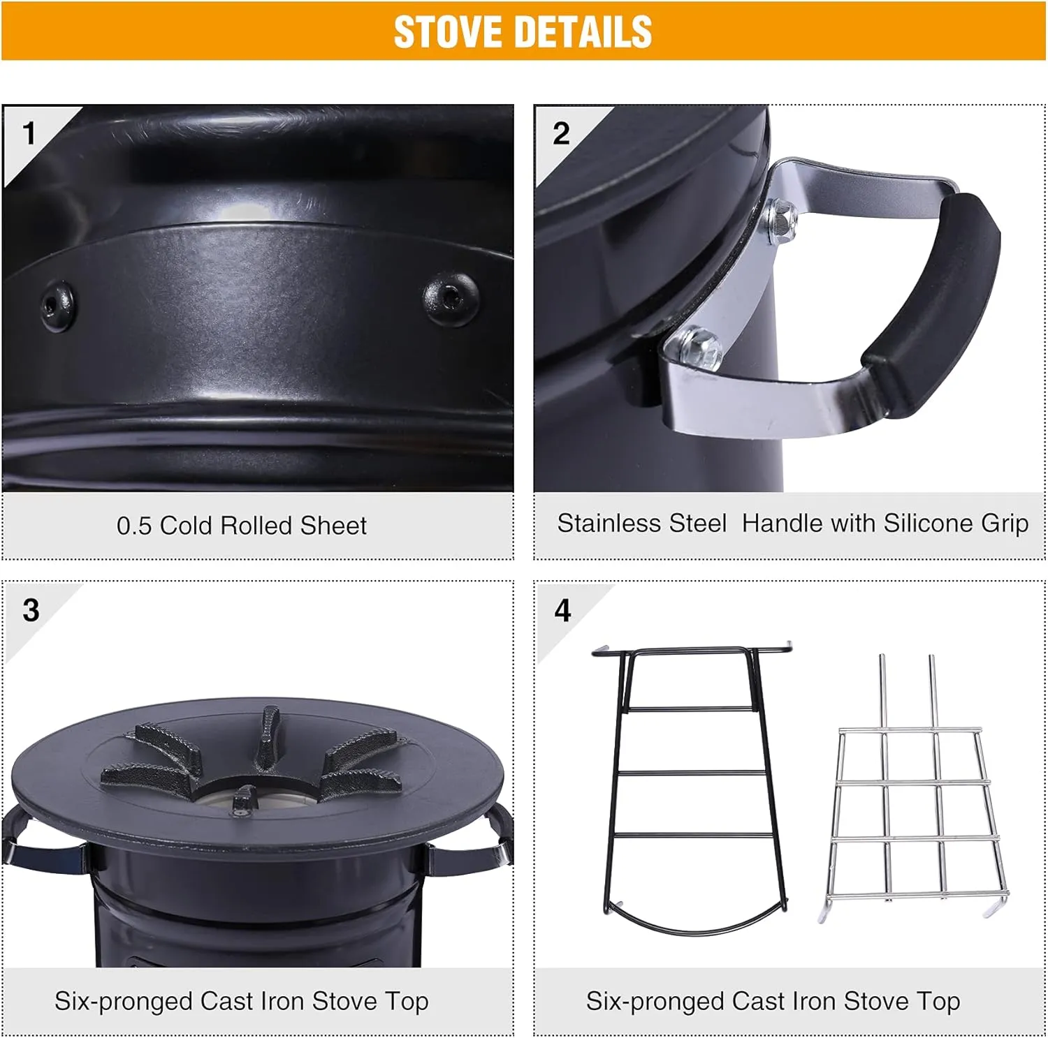 Lineslife Camping Rocket Stove Wood Burning Portable for Cooking, Outdoor Camping Wood Stove with Carrying Bag for Backpacking Emergency RV Survival, Versatility of Fuel, Black Round Single Door