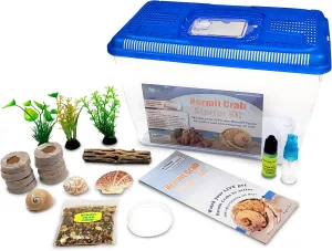 Live Hermit Crab Complete Starter Kit - Includes 2 Live Crabs - All-in-One Kit with Terrarium, Food, Coconut Fiber, and More - Bundle
