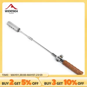 Long Flame Igniter - Portable Outdoor Burner with Wooden Handle for Picnic BBQ and Stove Toolkit