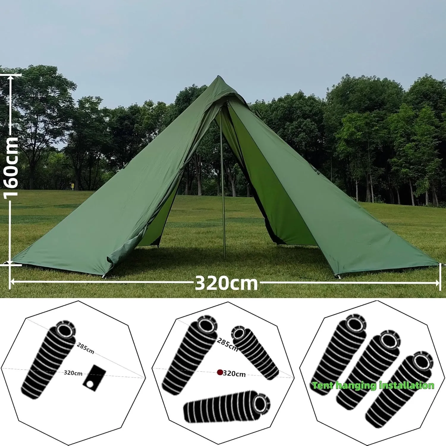 Longeek 2-4 Person Camping Tent 4 Seasons Backpacking Ultralight Easy Up Hot Teepee