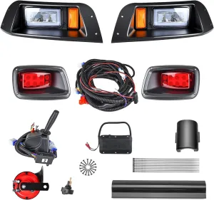 Low/High Beam LED Golf Cart Light Kit for EZGO TXT 1996-2013, Golf Cart Deluxe Headlight Taillights with Turn Signal Tail Light