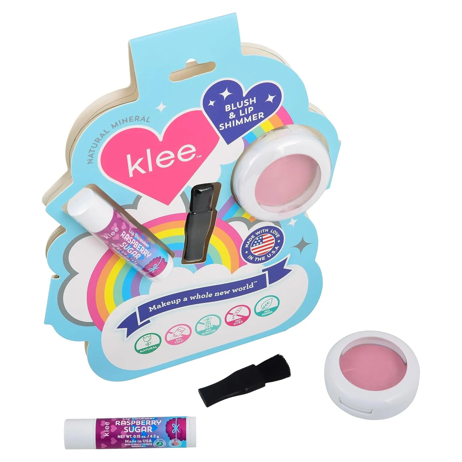 Luna Star Klee Blush and Lip Shimmer Makeup Kit. Gentle and Non-Toxic. Kid-Friendly. Made in USA. (Cotton Candy Whisper)