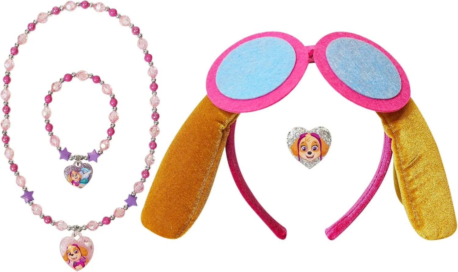 LUV HER Licensed PAW PATROL Headbands for Girls - Kids Jewelry - Dress Up Set All in one Giftable Box - Headband - Play Jewelry Set - 4pc (Toddler Headband, Necklace, Dress Up Bracelet, Ring) Ages 3 