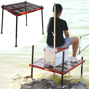 LXLZYXSF Lightweight Folding Fishing Platform with Umbrella Hole, All Terrain/Deep Water Area Fishing Dock for Shoreline Riverside Lakeside, Easy to Carry(110x100x110cm/43x39x43in)