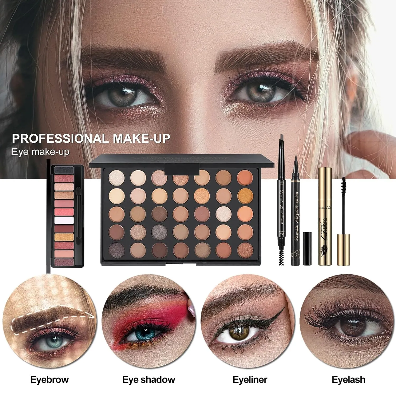 M All In One Makeup Kit, Makeup Kit for Women Full Kit,Multipurpose Women's Cosmetics Set,Beginners and Professionals Alike,Easy to Carry(DLS-Black)