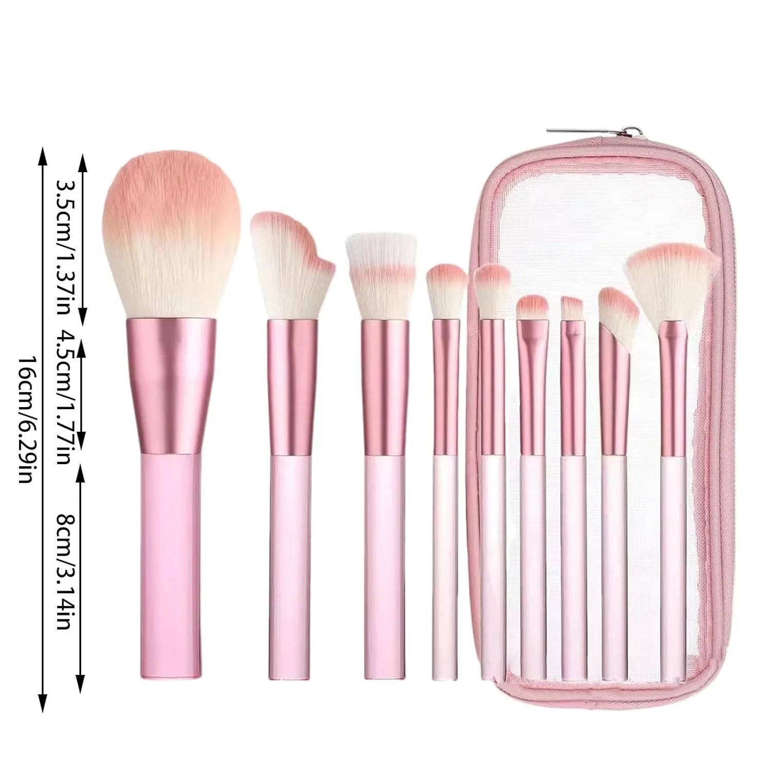 Makeup Brushes with Organizer Bag, 9 Pcs Professional Synthetic Powder Foundation Brush,Eyeliner Blending Eyeshadow Contour Concealer Brush Set,Birthday Gifts for Women