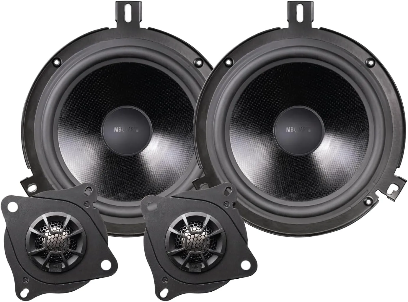 MB Quart JS1-216JK Jeep Wrangler JK (2007-2018) Tuned Audio Package - 6.5" Convertible Speaker System, Front/Rear Upgrade, Titanium Dome Tweeters, Easy Plug-and-Play Installation
