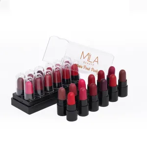 Mila Beauté 12 Creamy Matte Mini Lipstick Kit | Lip Hydrating & Light-weight | Long Lasting Lipsticks for Women | Suitable All Indian Tones | Shade - B 12g