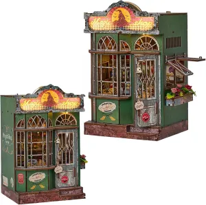 Mini DIY Book Nook & Dollhouse Kit - Miniature Magic Shop - 3D Puzzle, Assembly Bookends for Adults