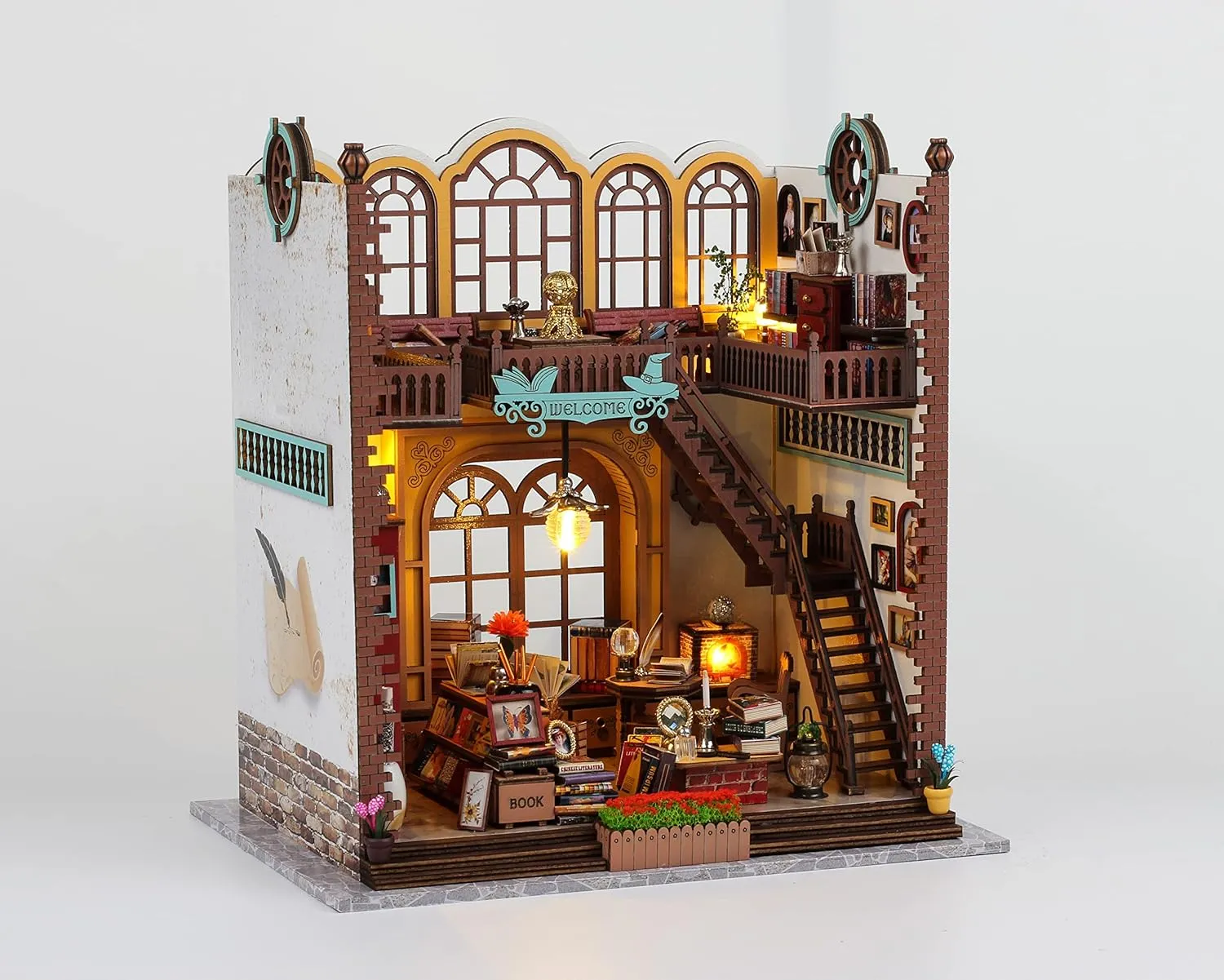 Miniature Magic Bookstore Book Nook Kit, Wooden Diorama Craft for Adults, Mini buliding Library House 1:24 Scale