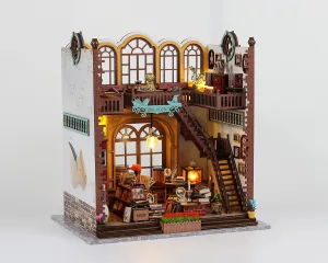 Miniature Magic Bookstore Book Nook Kit, Wooden Diorama Craft for Adults, Mini buliding Library House 1:24 Scale