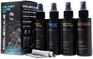 Molecule Helmet Care Kit, Anti-Fog, Cleaner Polish, Refresh, and Rain Repel, Premium Helmet Care, Helmets, Visors, and Goggles, Cleans and Details, 4 Ounces (1 Kit)