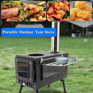 Multifunctional Portable Camping Wood Stove with Chimney