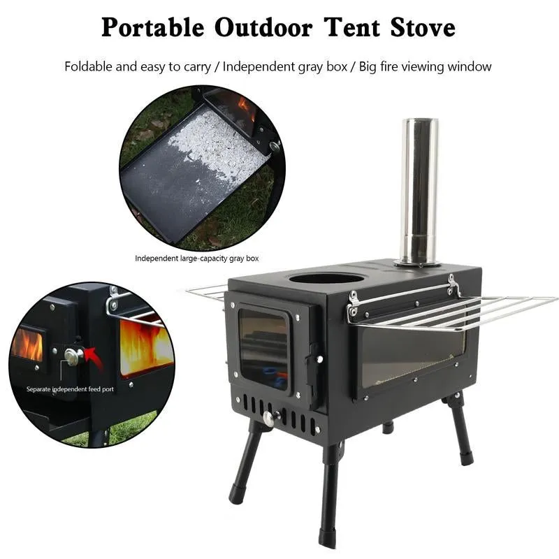 Multifunctional Portable Camping Wood Stove with Chimney