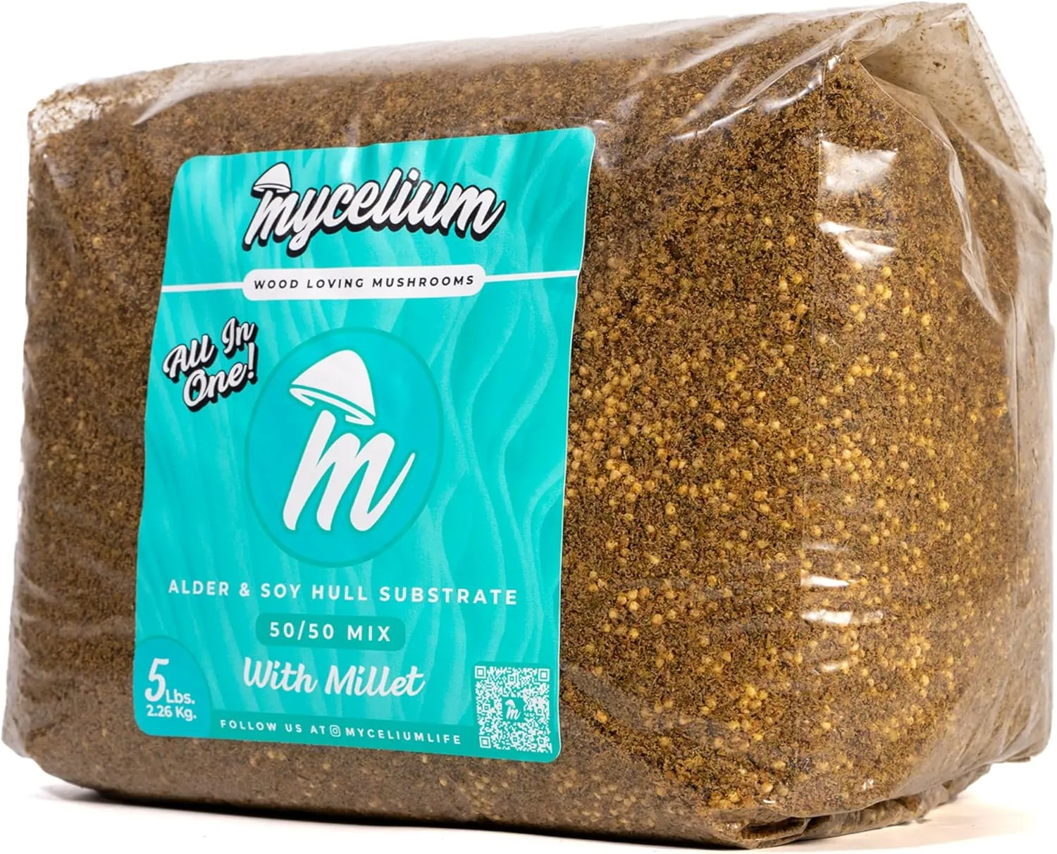 Mycelium Gourmet Mushroom Grow Kit – 5LB Organic All-in-One Substrate with Alder, Soy Hull & Millet – Indoor Cultivation Bag for Wood-Loving Mushrooms – Easy, High-Yield Growing for Home Use