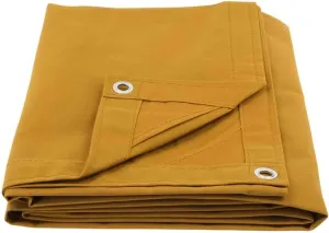 Mytee Products 7' x 9' Tan 12oz Canvas Tarp with Grommets - Water Resistant - Heavy Duty Canvas Tarps - Multipurpose Tarpaulin Cover for Canopy Tent, Roof, Camping, Semi Trucks & Cargo