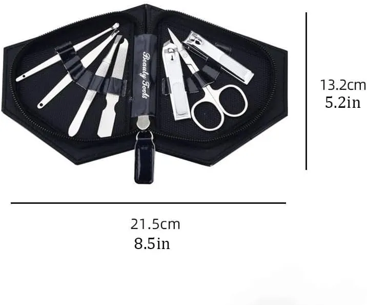 Nail Clippers 7 Piece Set Leather Case Nail Clippers Home Use Manicure Set(Gold)