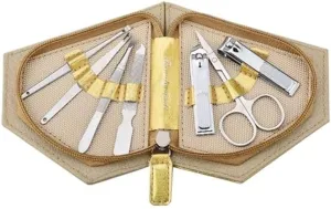 Nail Clippers 7 Piece Set Leather Case Nail Clippers Home Use Manicure Set(Gold)