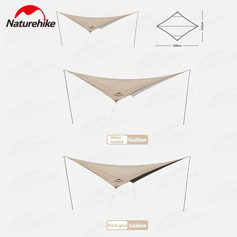 Naturehike Diamond Sun Shelter Portable Lightweight 3-4 Person Tarp Camping Outdoor Waterproof Canopy 6x4m 150D Windproof With 2.4m Pole UPF50 