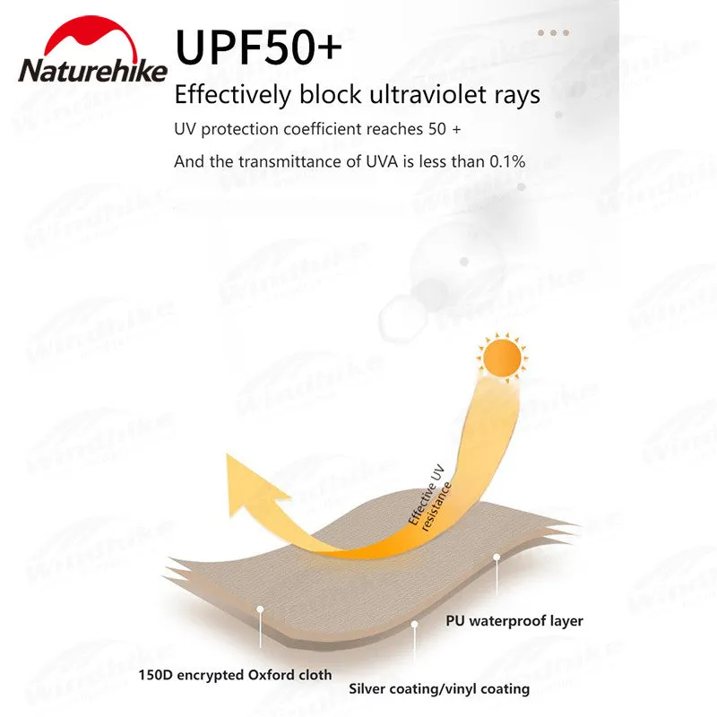 Naturehike Diamond Sun Shelter Portable Lightweight 3-4 Person Tarp Camping Outdoor Waterproof Canopy 6x4m 150D Windproof With 2.4m Pole UPF50 
