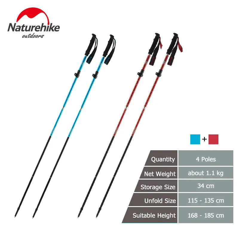 Naturehike Trekking Pole ST09 Ultralight Folding Hiking Stick Hiking Pole Collapsible Hiking Stick Climbing Stick Trekking Stick