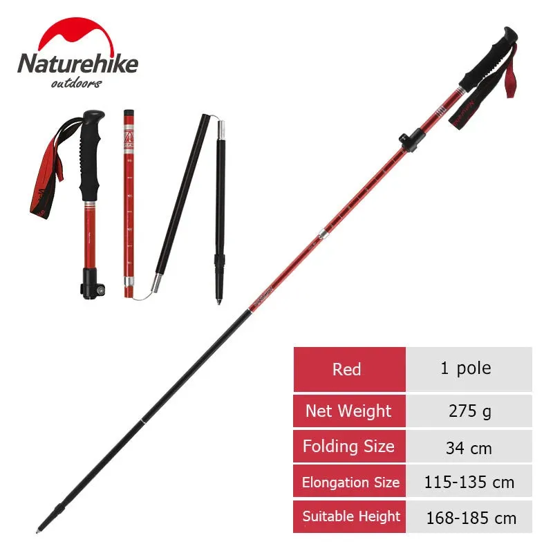 Naturehike Trekking Pole ST09 Ultralight Folding Hiking Stick Hiking Pole Collapsible Hiking Stick Climbing Stick Trekking Stick