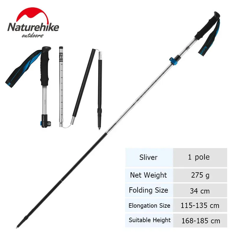 Naturehike Trekking Pole ST09 Ultralight Folding Hiking Stick Hiking Pole Collapsible Hiking Stick Climbing Stick Trekking Stick