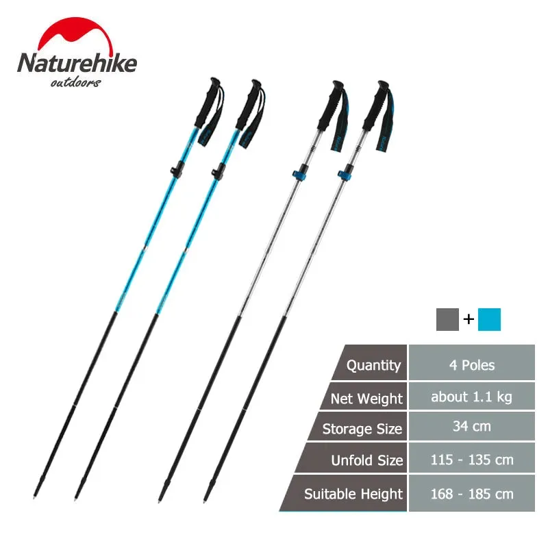 Naturehike Trekking Pole ST09 Ultralight Folding Hiking Stick Hiking Pole Collapsible Hiking Stick Climbing Stick Trekking Stick