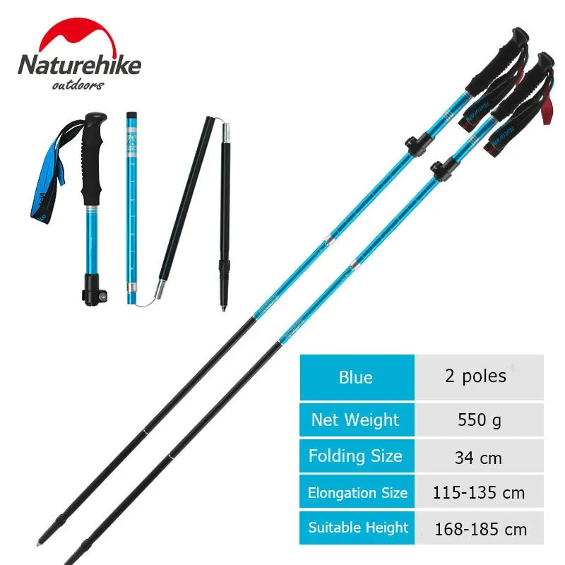 Naturehike Trekking Pole ST09 Ultralight Folding Hiking Stick Hiking Pole Collapsible Hiking Stick Climbing Stick Trekking Stick