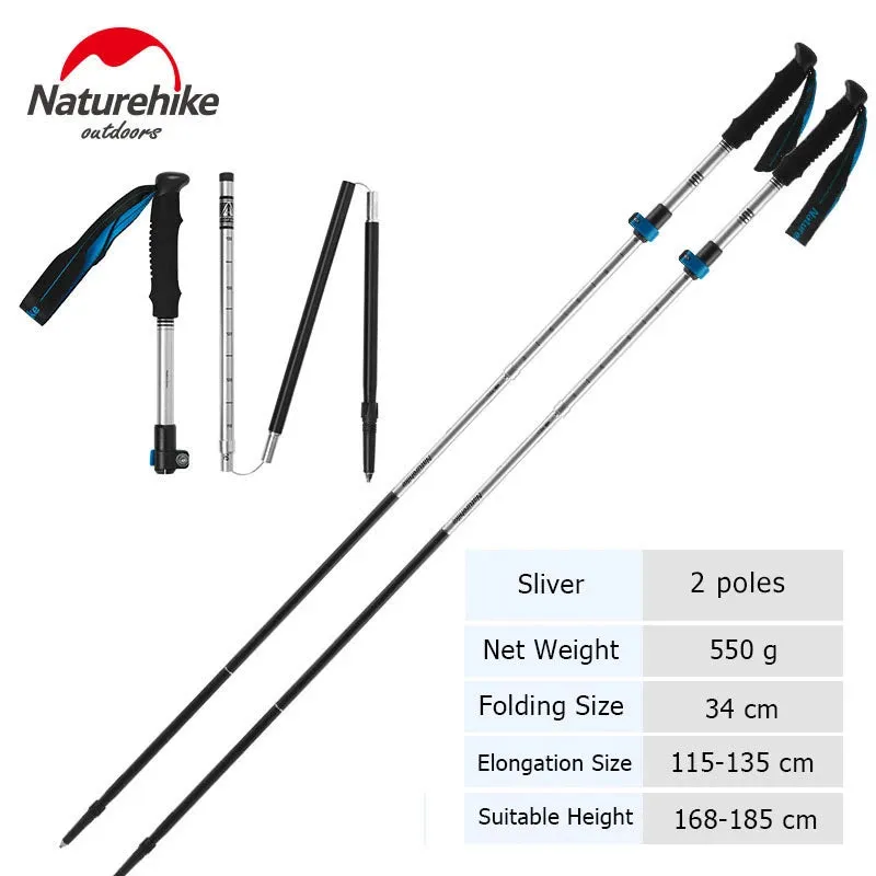 Naturehike Trekking Pole ST09 Ultralight Folding Hiking Stick Hiking Pole Collapsible Hiking Stick Climbing Stick Trekking Stick