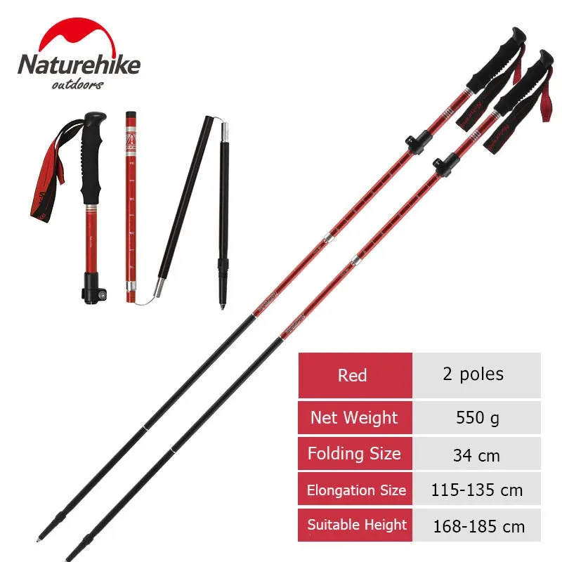 Naturehike Trekking Pole ST09 Ultralight Folding Hiking Stick Hiking Pole Collapsible Hiking Stick Climbing Stick Trekking Stick
