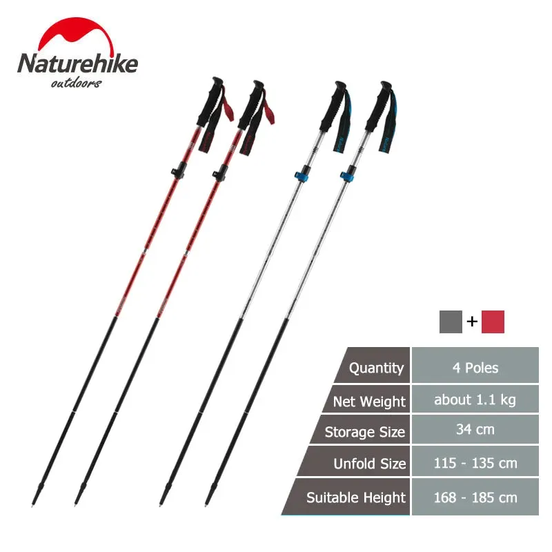 Naturehike Trekking Pole ST09 Ultralight Folding Hiking Stick Hiking Pole Collapsible Hiking Stick Climbing Stick Trekking Stick