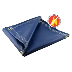 Navy Fire Retardant Vinyl Tarps - 18 oz