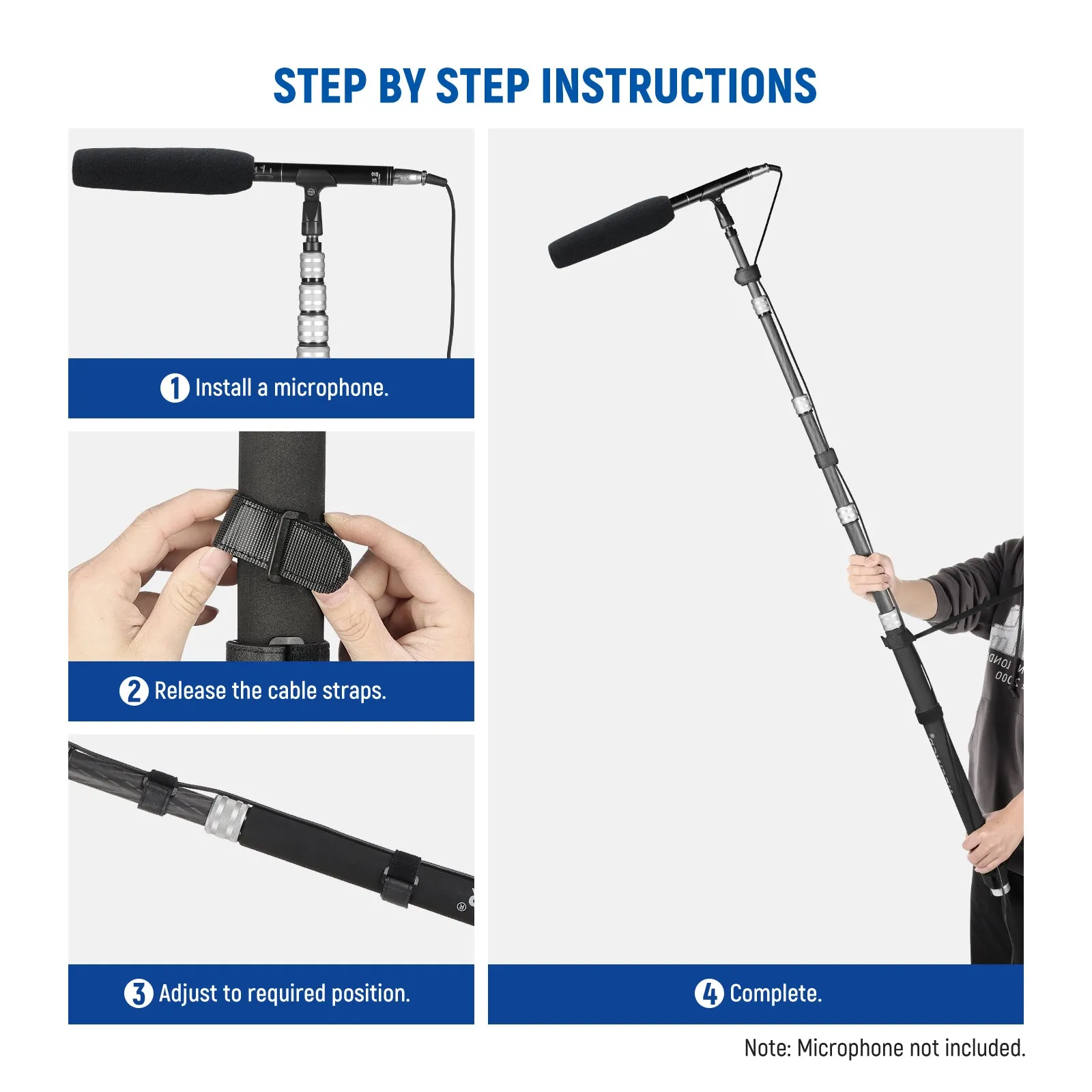 NEEWER Upgraded MS-300C Carbon Fiber Microphone Boom Pole