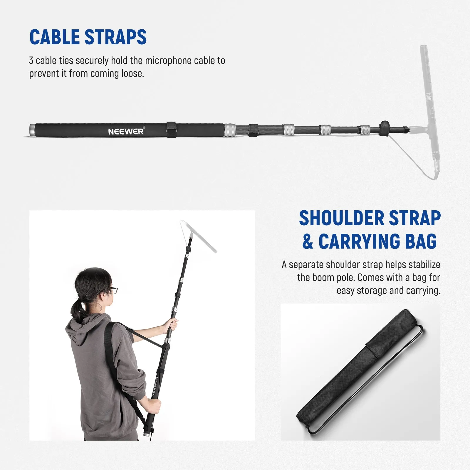 NEEWER Upgraded MS-300C Carbon Fiber Microphone Boom Pole