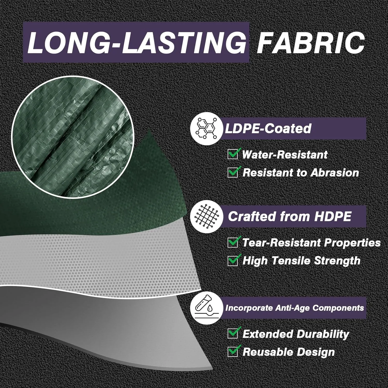 Neween Heavy Duty Tarp Cover, Extra Thick Green Tarps Waterproof Tear and Rip Proof UV Resistant Tarpaulin with Reinforced Grommets and Edges (5 mil, 6' x 8')