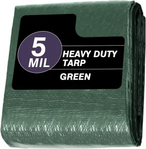 Neween Heavy Duty Tarp Cover, Extra Thick Green Tarps Waterproof Tear and Rip Proof UV Resistant Tarpaulin with Reinforced Grommets and Edges (5 mil, 6' x 8')