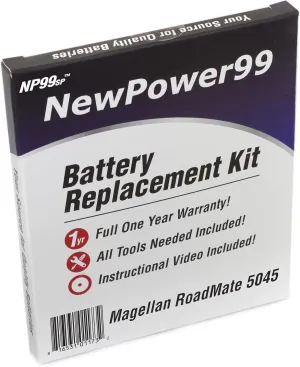 NewPower99 Battery Replacement Kit with Battery, Video Instructions and Tools for Magellan RoadMate 5045