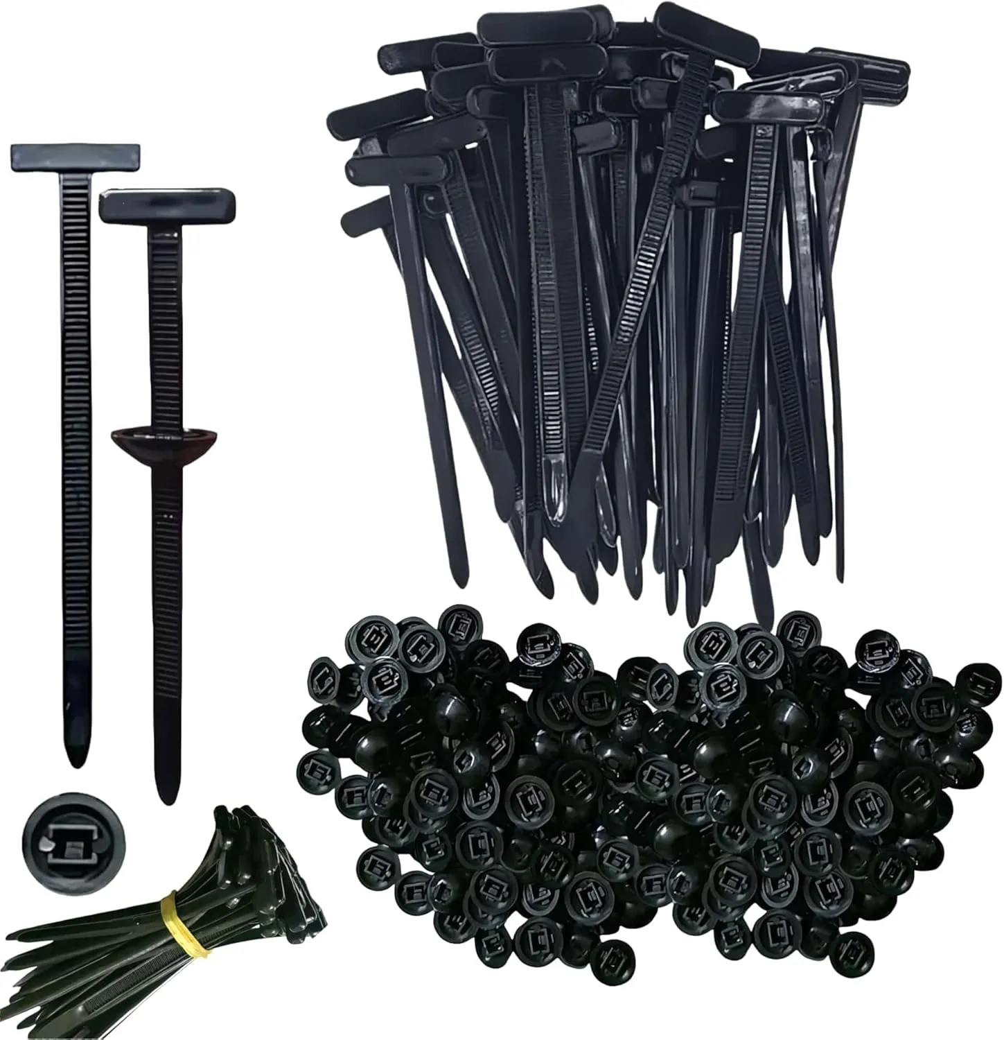 Nylon Universal Cable Tie Buckle, Heavy Duty Self-Locking Nylon Zip Ties Holder, New Multifunctional Black zip ties for Car Daily Repair (100pcs)