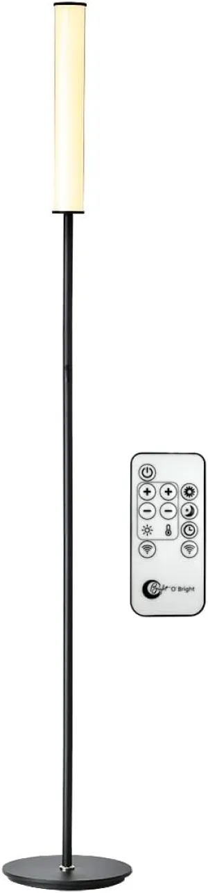 O’Bright LED Cylinder Floor Lamp with Remote Control, Full Range Dimming, Adjustable Color Temperature 3000K-6000K, Minimalist Standing Lamps for Living Room, Bedrooms and Office, Black