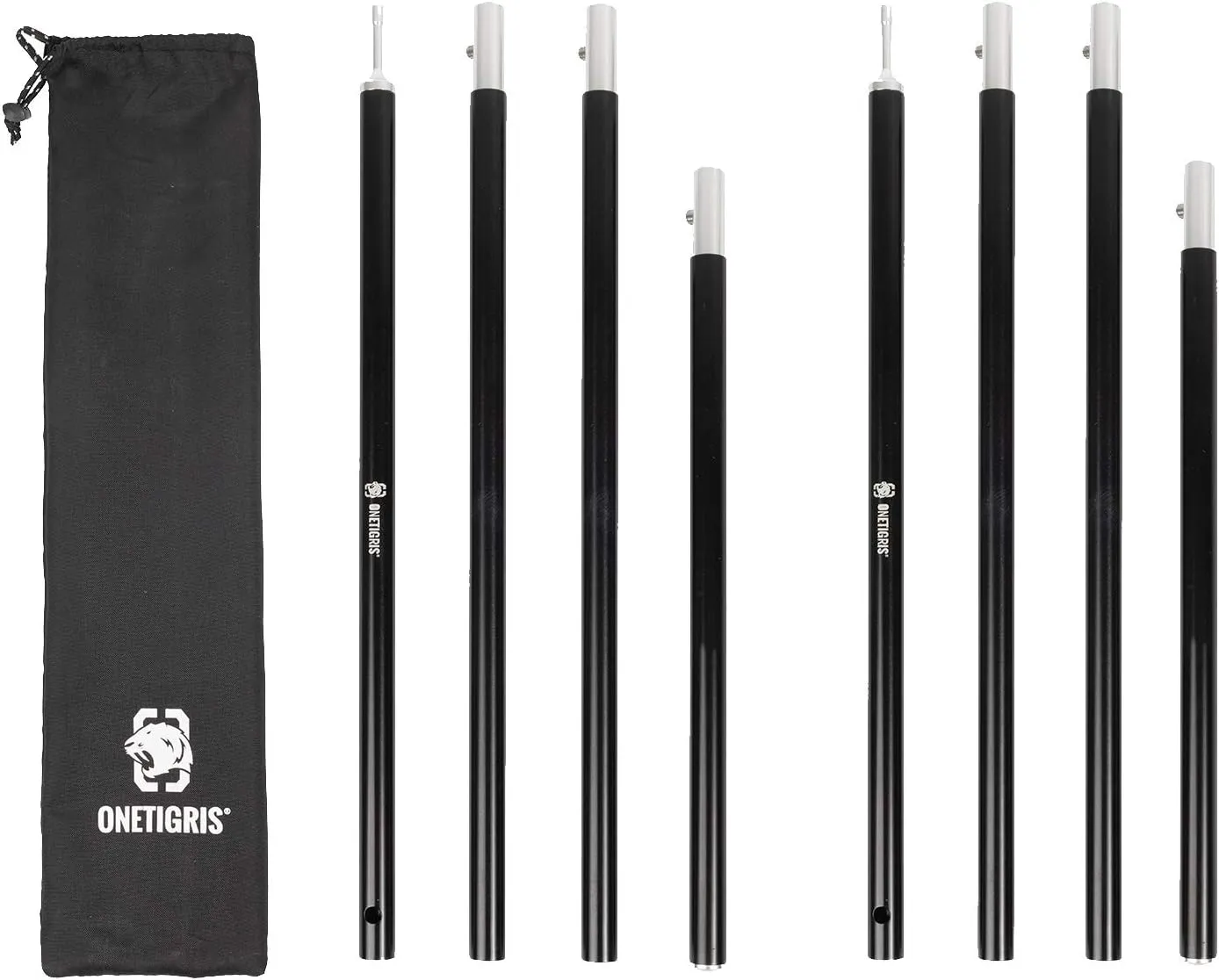 OneTigris Lightweight Tent Poles, 2pc/Set, 7075 Aluminum Alloy, Adjustable & Extendable